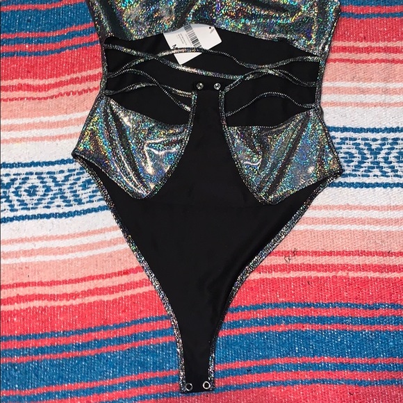 NWT Rave Black/Silver BodySuit Forever 21 - Medium - Picture 6 of 8